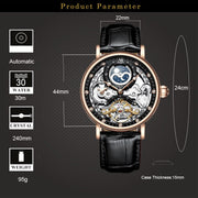 KINYUED Automatic Watch with Moon Phase Luxury Steampunk Men Mechanical Watches
