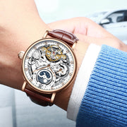 KINYUED Automatic Watch with Moon Phase Luxury Steampunk Men Mechanical Watches